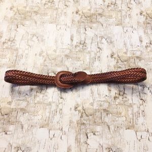 Woven Vegan Leather Accent Belt in Brown